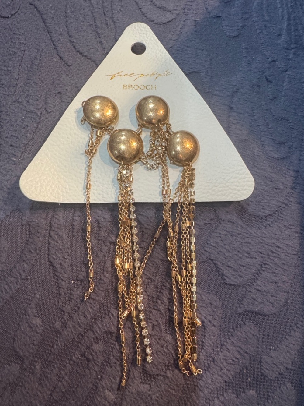 Free People Gold-Tone Chain Tassel pin Brooch Set